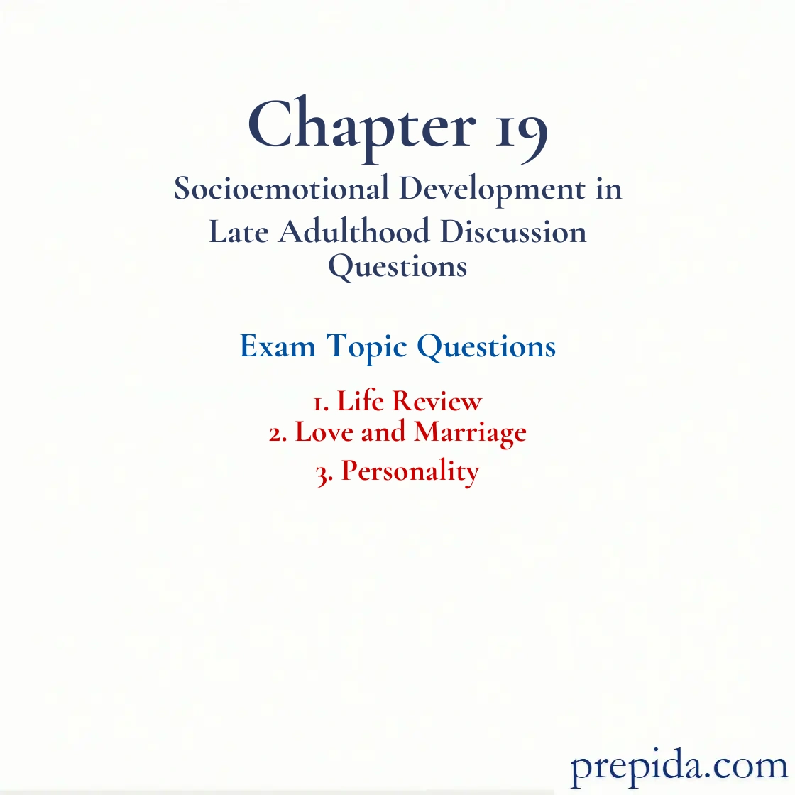 Final Test Solutions: Life Review and Love and Marriage