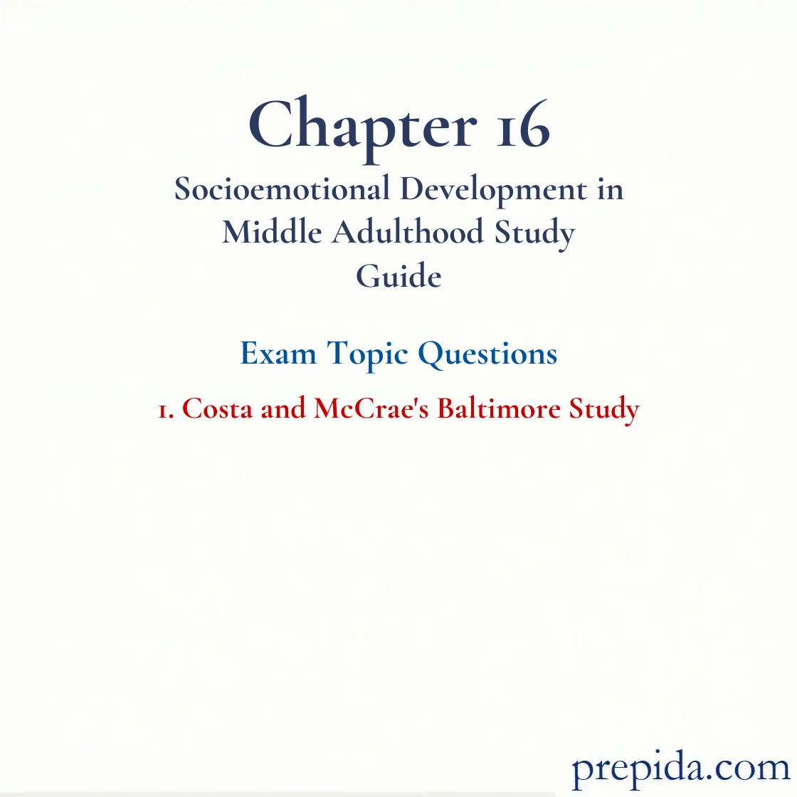 Final Test Solutions: Costa and McCrae's Baltimore Study