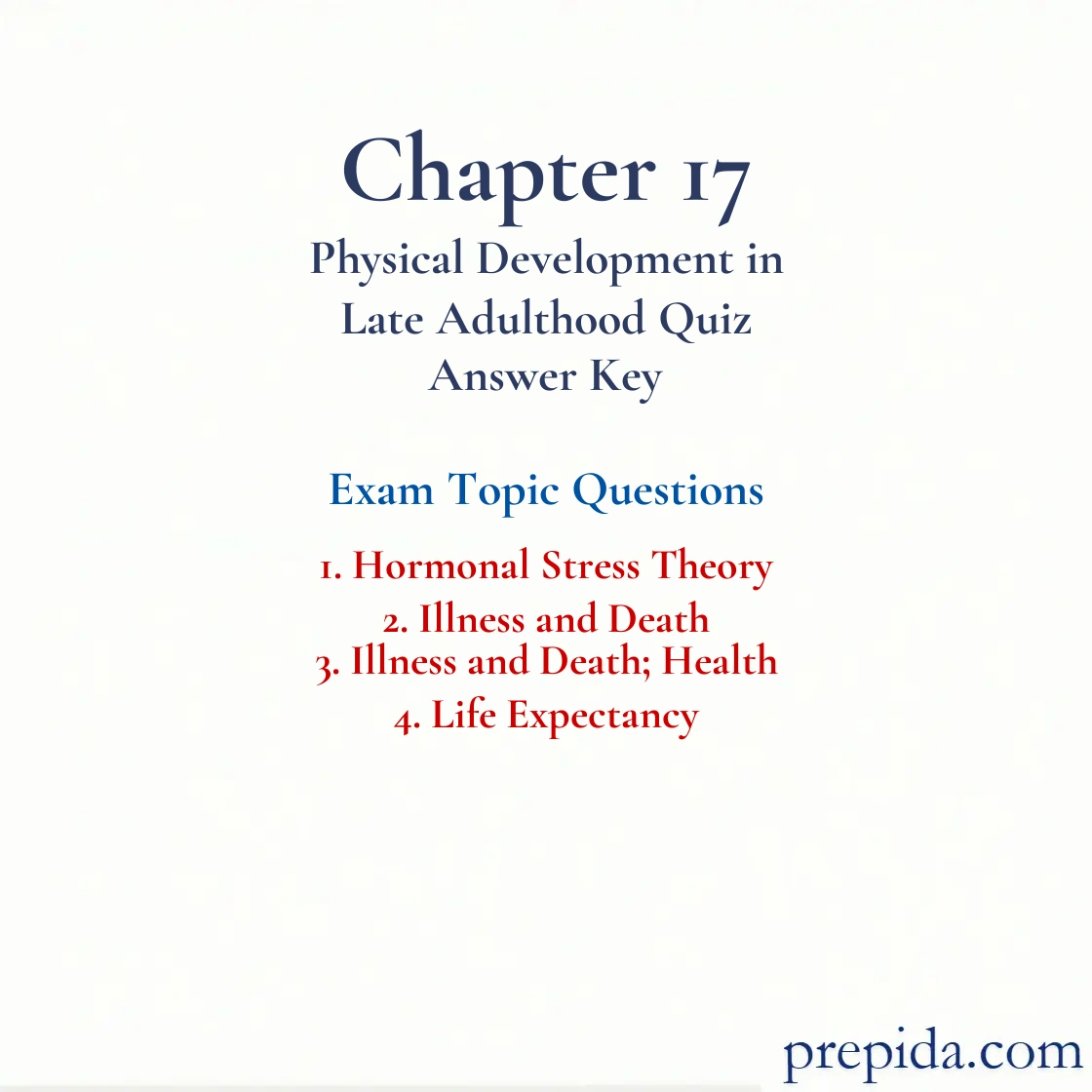 exam solutions: Hormonal Stress Theory and Illness and Death