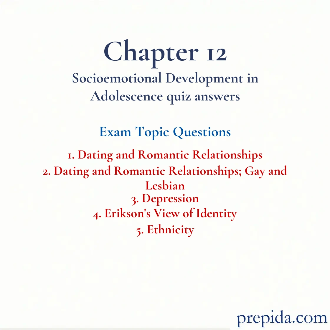 Reveal Exam Questions Erikson's View of Identity Start MCQ Practice Homework Answers: Dating and Romantic Relationships